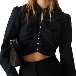 ba&sh Elegant Black Textured Blouse